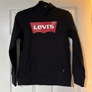 Levi's Boy’s Black Crewneck Hoodie with Red Logo